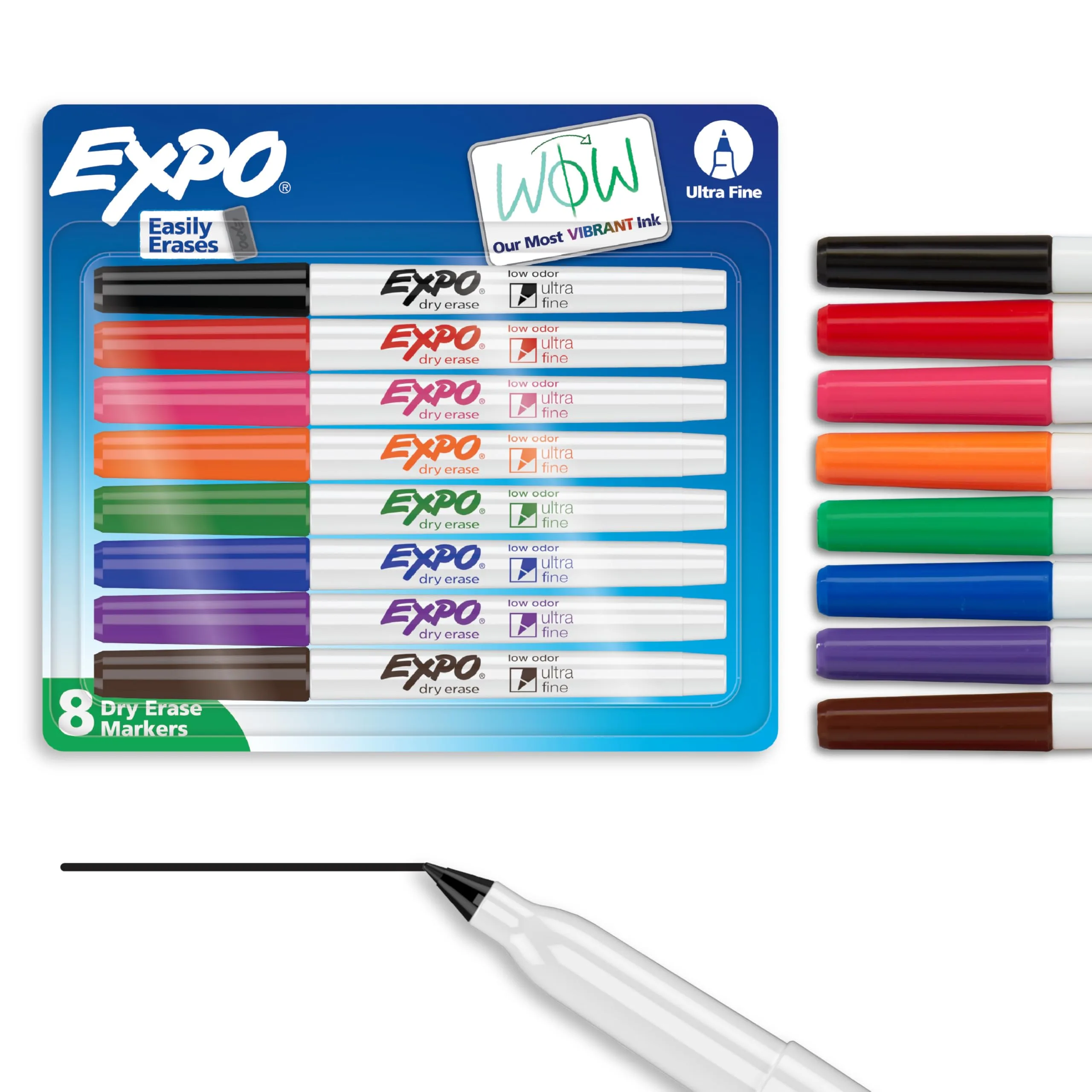 EXPO Ultra Fine Tip Dry Erase Markers, Assorted Colors, 8 Count | Vibrant Ink for Whiteboards & More - main product image