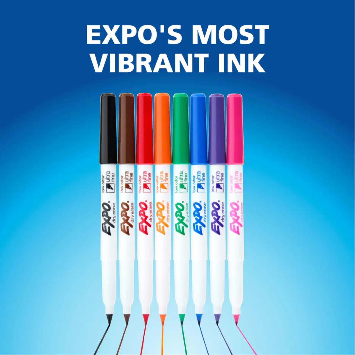EXPO Low Odor Dry Erase Markers, Ultra Fine Tip, 8 Count Assorted Colors | Precise Marking for Whiteboards & Non-Porous Surfaces - view 8