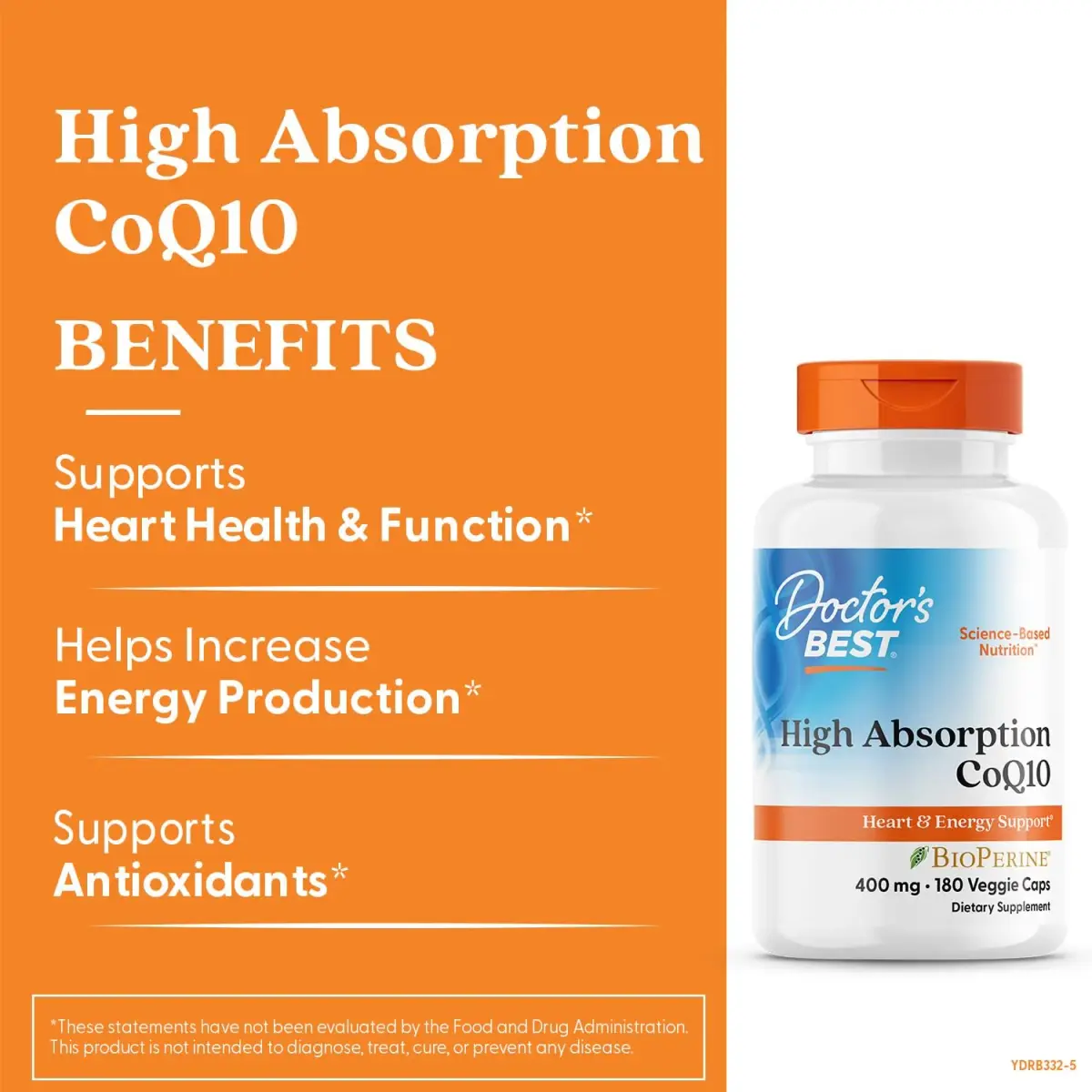 Doctor's Best High Absorption CoQ10 400mg Veg Capsules (180 Count) | Supports Heart Health & Cellular Energy Production - view 2