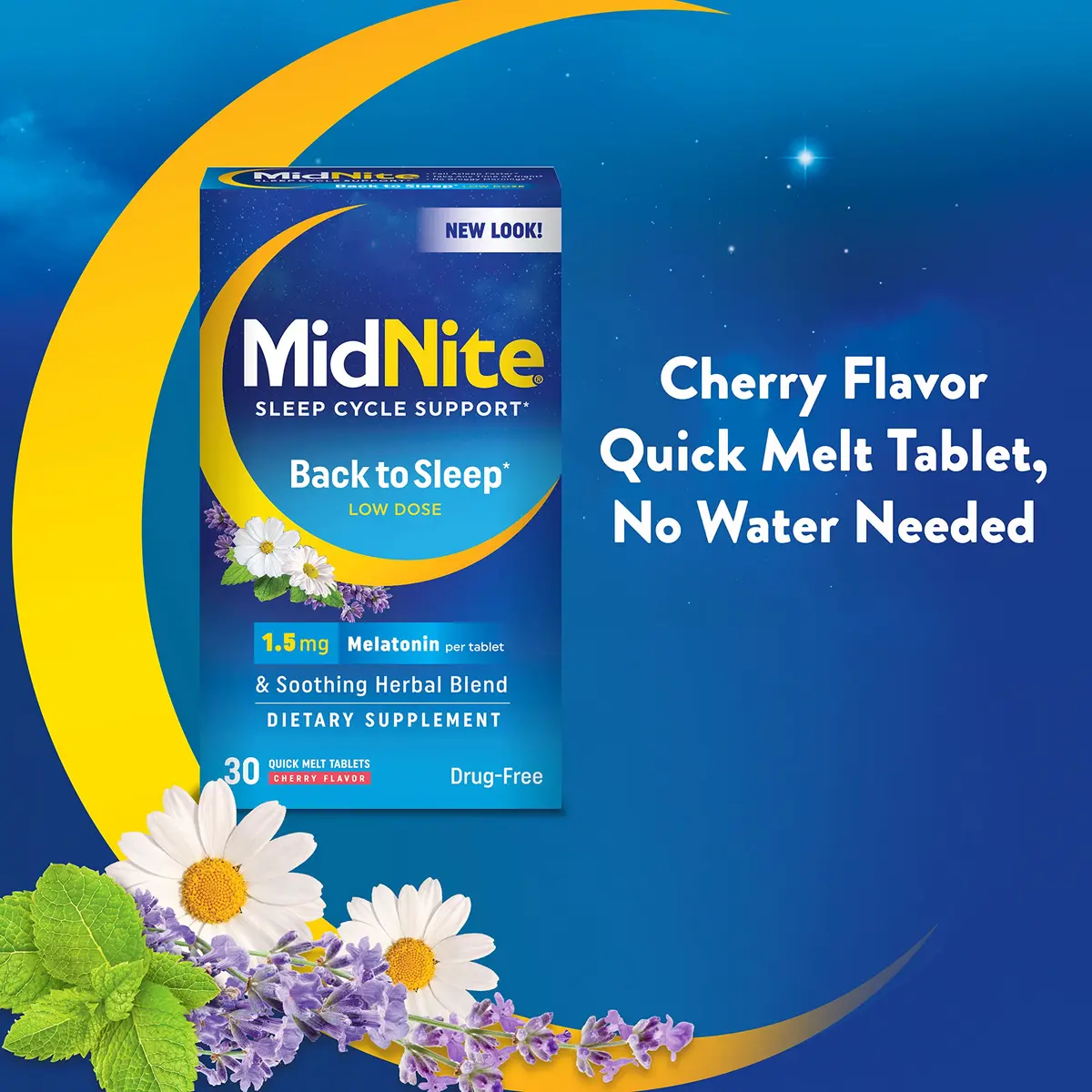 MidNite Back to Sleep 1.5 mg Low Dose Melatonin Sleep Aid, 30 Tablets | Natural Relaxation Support - view 5