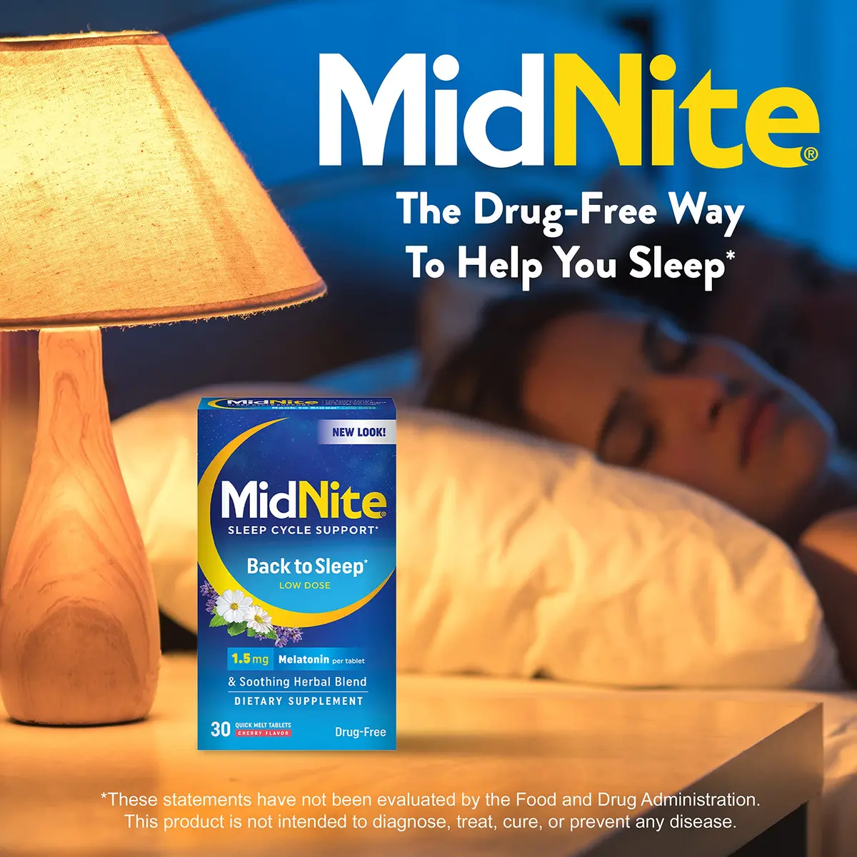 MidNite Back to Sleep 1.5 mg Low Dose Melatonin Sleep Aid, 30 Tablets | Natural Relaxation Support - view 2