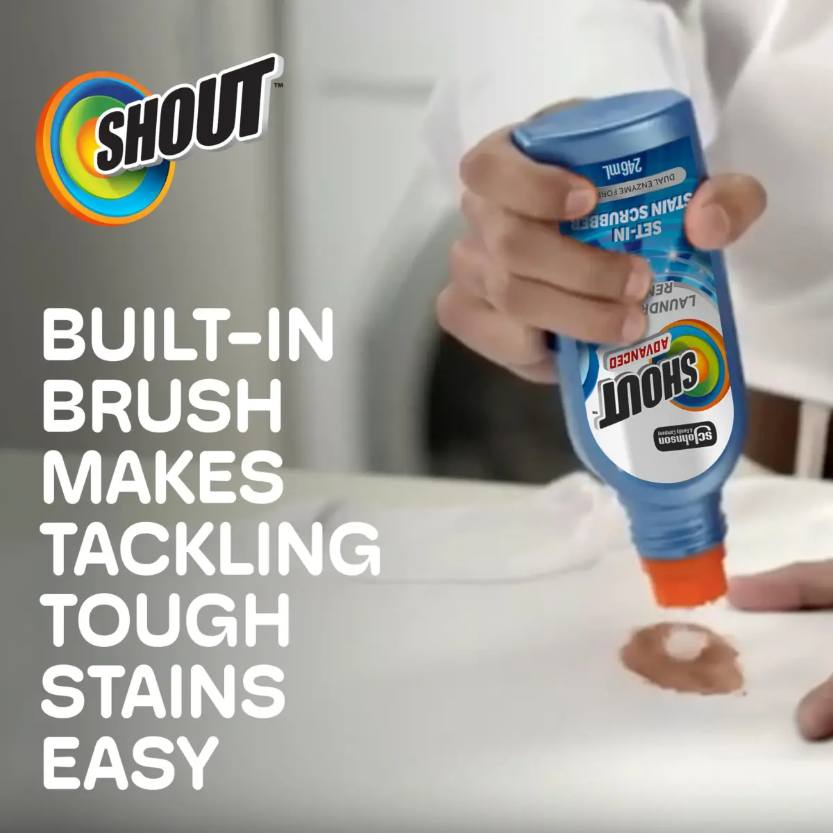 SHOUT Advanced Stain Remover Gel 8.7oz (257ml) with Built-in Scrubber Brush | Tough on Set-In Stains - view 4