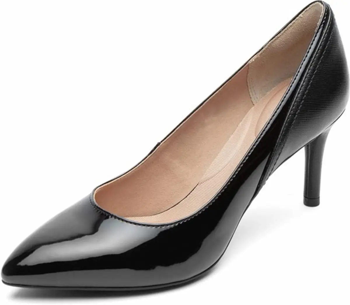 Rockport Total Motion 75mm Pointed Toe Pump Black Patent Wide | Stylish Comfort for Women - main product image
