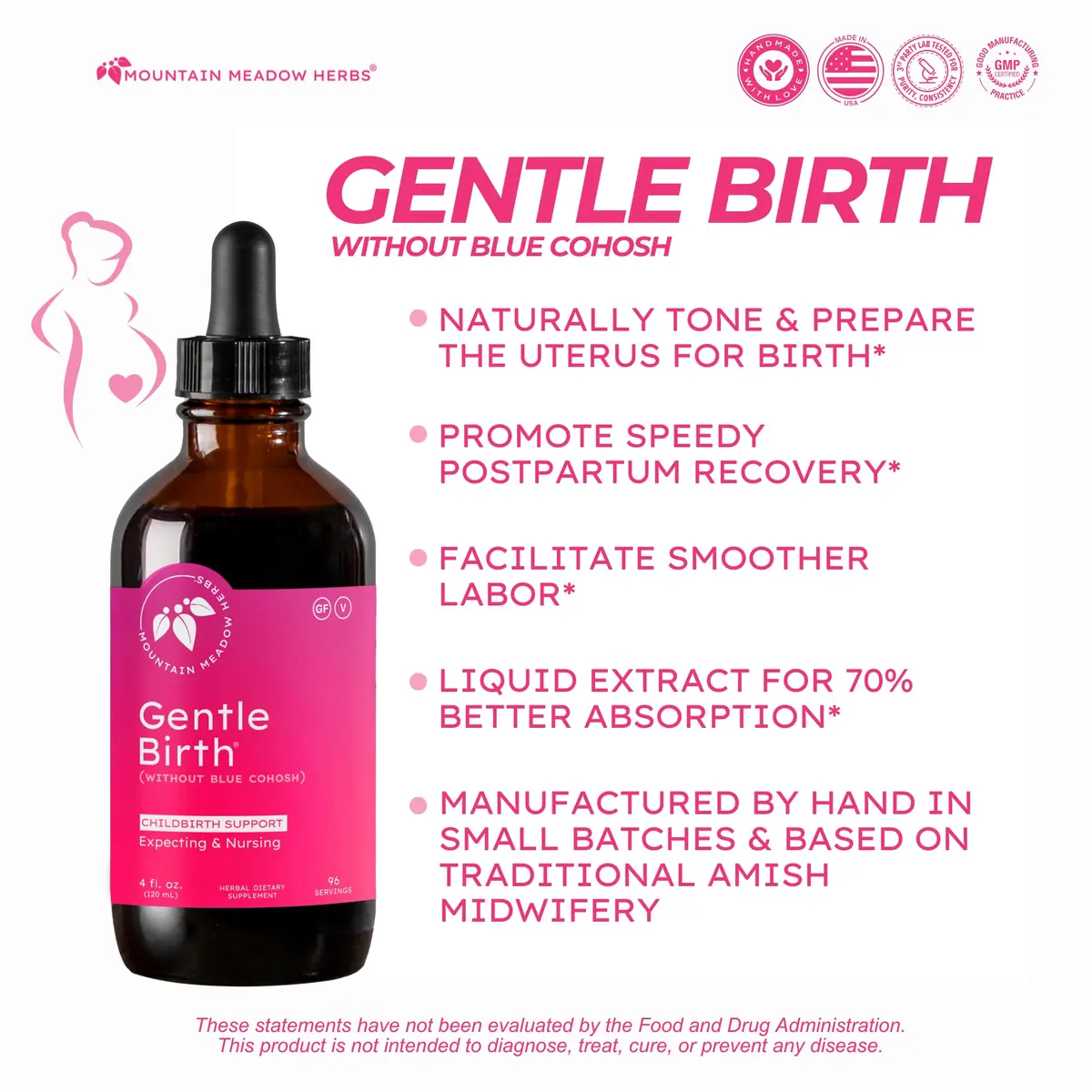 Mountain Meadow Herbs Gentle Birth Prep, Without Blue Cohosh, 4oz | Supports Labor & Recovery - view 2