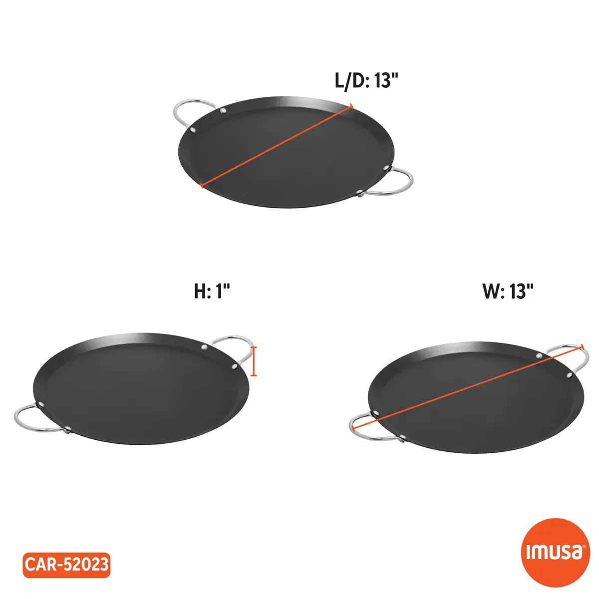 Imusa 13.5in Carbon Steel Nonstick Round Comal with Metal Handles, Black | Versatile Kitchen Essential - view 9