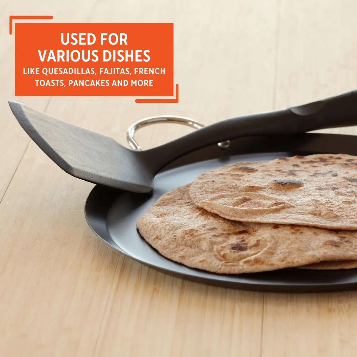 Imusa 9in Carbon Steel Nonstick Round Comal with Metal Handles | Versatile Kitchen Essential - view 5