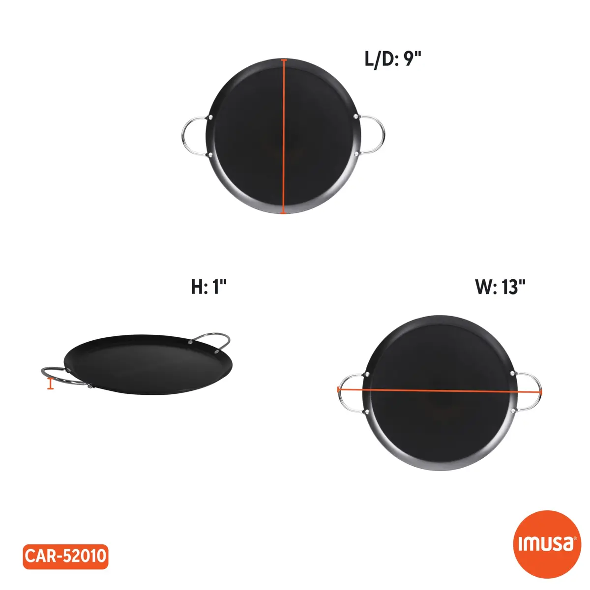 Imusa 9in Carbon Steel Nonstick Round Comal with Metal Handles | Versatile Kitchen Essential - view 6