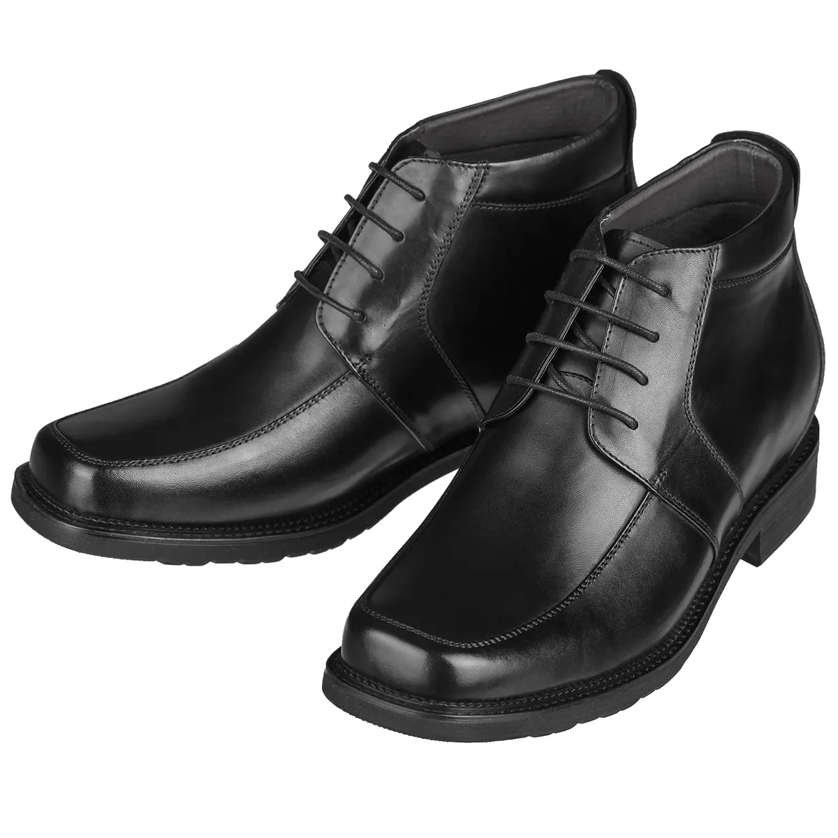 CALTO Men's Invisible Height Increasing Elevator Shoes - Black Leather, 6 US Size | 3.2 Inch Taller Boost - view 4