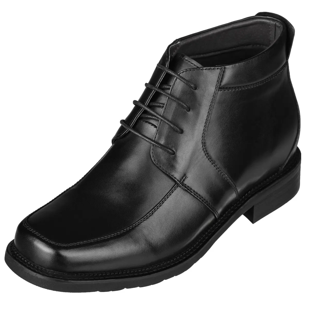 CALTO Men's Invisible Height Increasing Elevator Shoes - Black Leather, 6.5 US | 3.2 Inch Taller, Durable Leather Ankle Boots - main product image