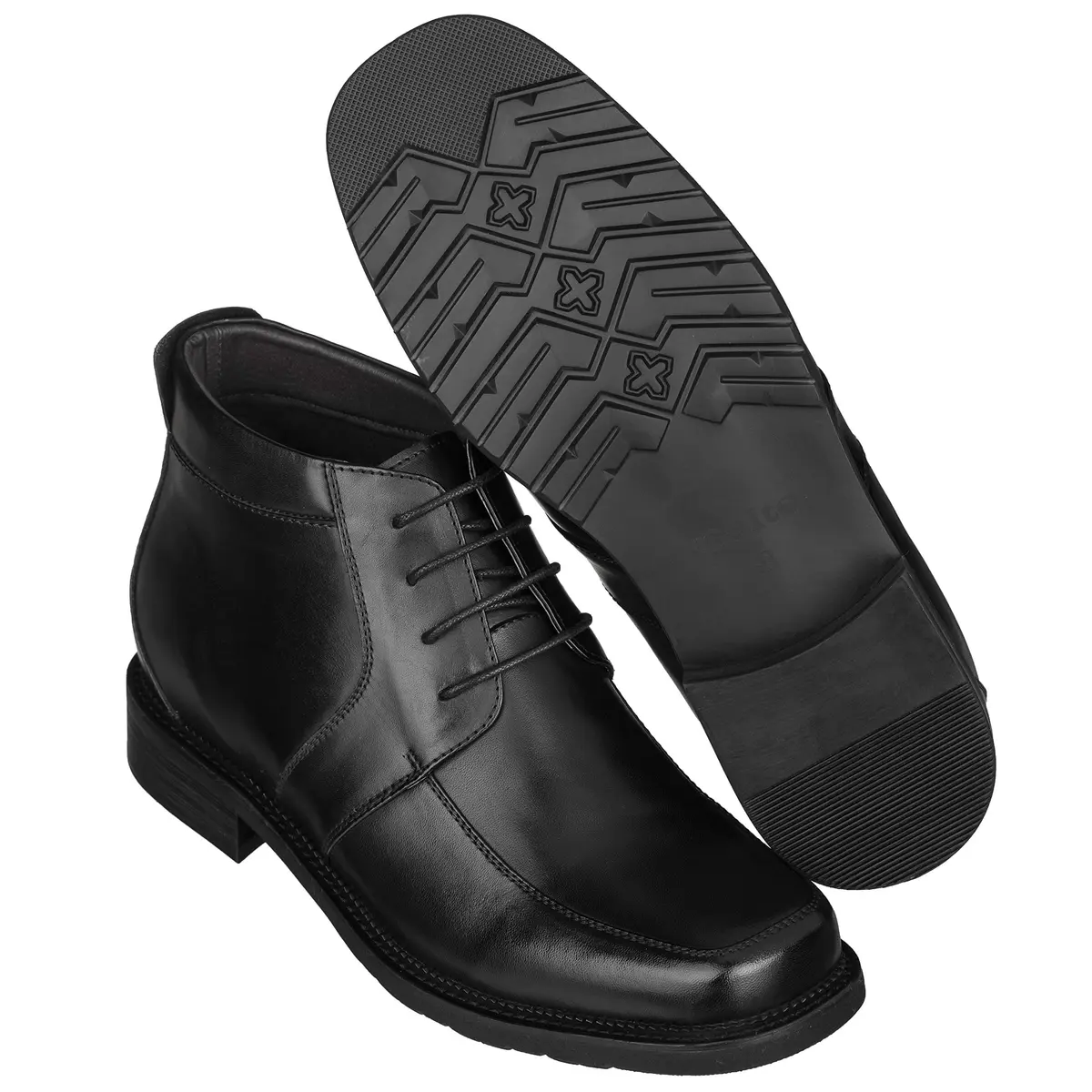 CALTO Men's Invisible Height Increasing Elevator Shoes - Black Leather, 3.2 Inches Taller, Size 9 D(M) US - view 5