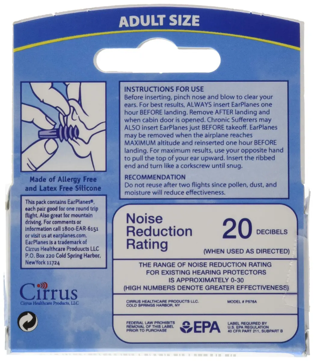 Earplanes Ear Plugs 1 Pair (Pack of 5) | Relieves Air Pressure & Noise Discomfort - view 4