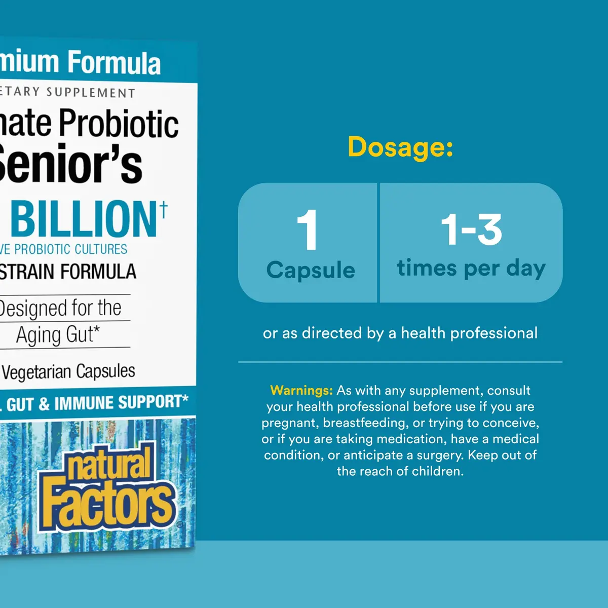 Natural Factors Ultimate Probiotic Senior's 35 Billion CFU | Supports Digestive & Immune Health in Aging Adults - view 2