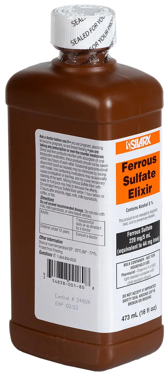 Ferrous Sulfate Elixir 220mg/5mL 16 Fl Oz (Pack of 4) | Supports Red Blood Cell Function - view 2