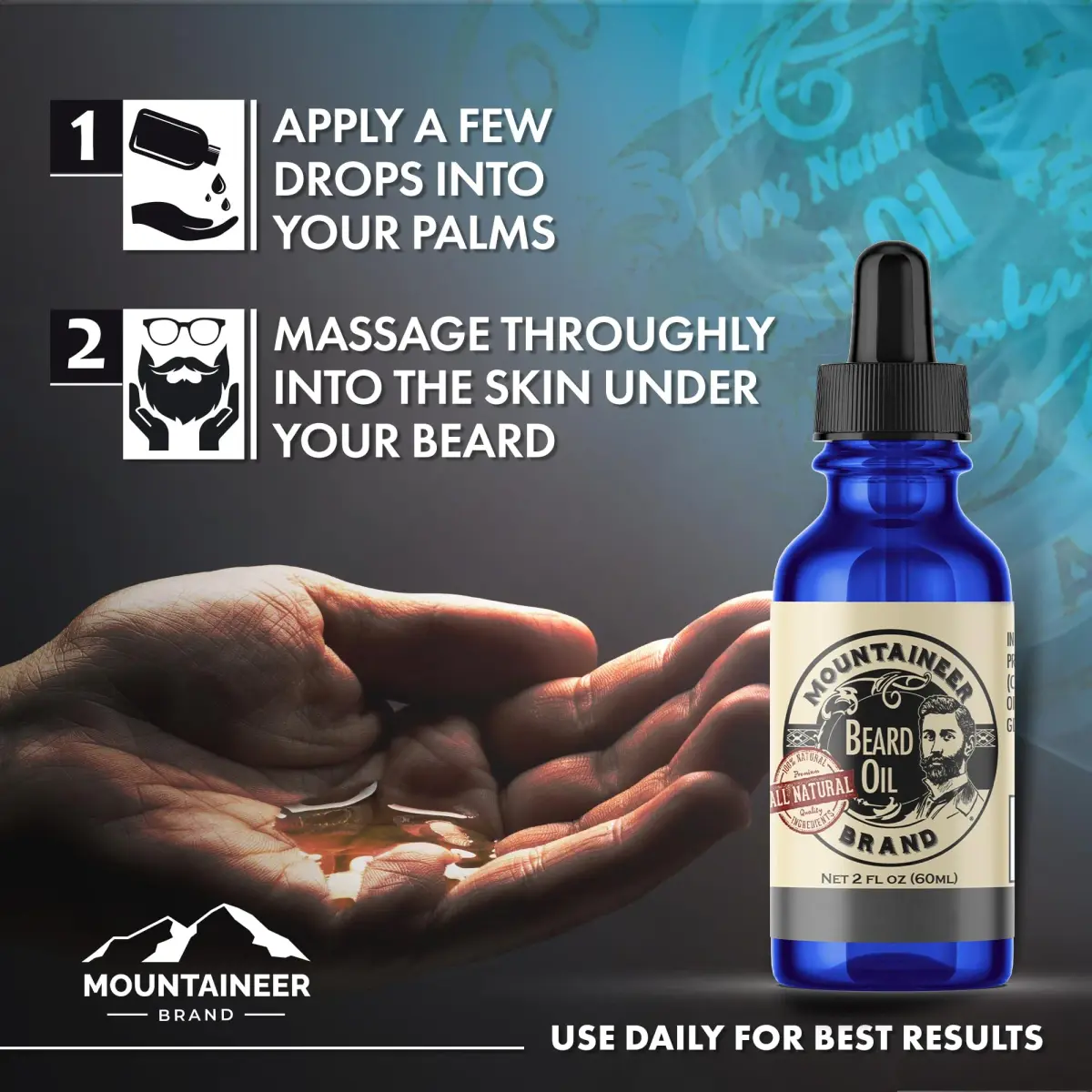 Mountaineer Brand Natural Beard Oil with Coal Scent, 59ml (2 Fl Oz) | Hydrates Dry, Itchy Beards - view 3