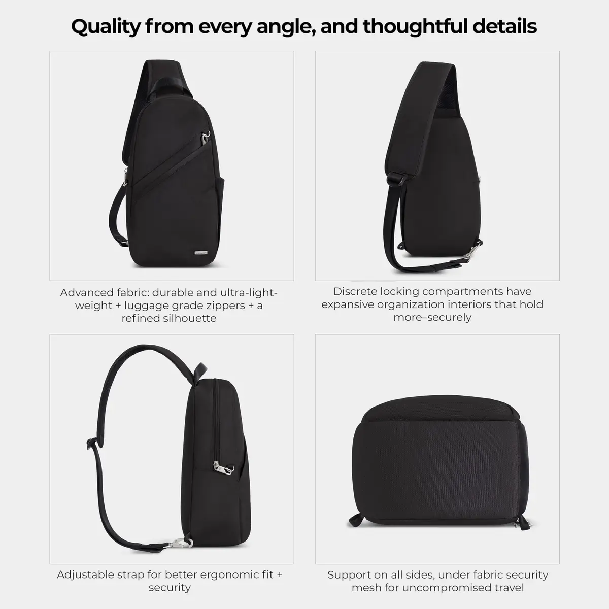Travelon Anti-Theft Classic Sling Bag | Slim, Secure & Lightweight for Daily Travel - view 4