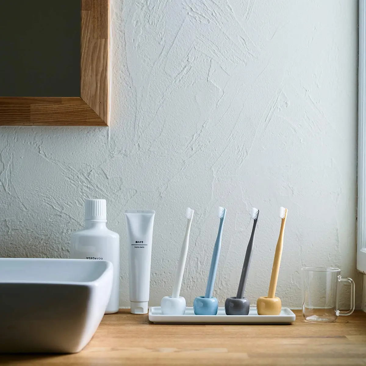 Muji White Porcelain Toothbrush Stand | Compact, Easy to Clean, Made in Japan - view 4
