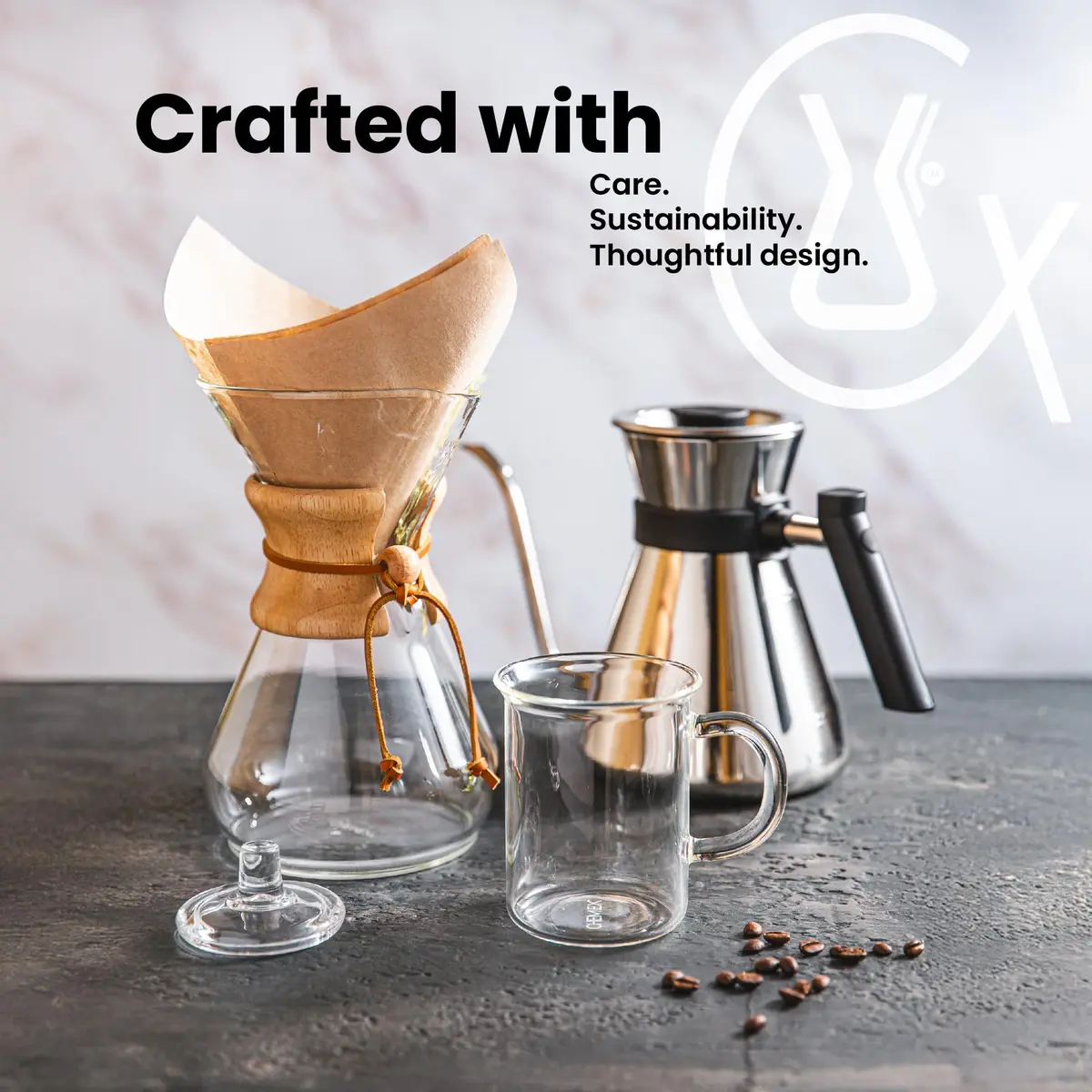 Chemex Hand Blown Glass Cream & Sugar Set | Elegant Coffee Service with Drip-Free Pouring (70-120 chars) - view 5