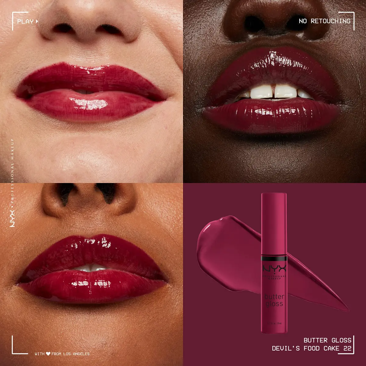 NYX PROFESSIONAL MAKEUP Butter Gloss Lip Gloss - Devil's Food Cake (Deep Plum) 8ml | Sheer to Medium Coverage - view 3