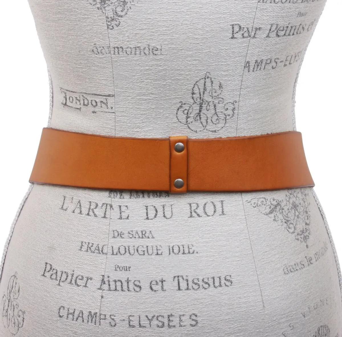 Beltiscool Women's High Waist Round Full Grain Taper Leather Belt, light tan/silver | S/M- 32" - view 3