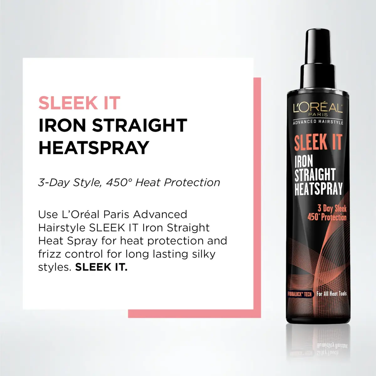 L'Oréal Paris Advanced Hairstyle Sleek It Iron Straight Heat Spray 170ml (5.7 Fl Oz) | 450°F Heat Protection - view 2