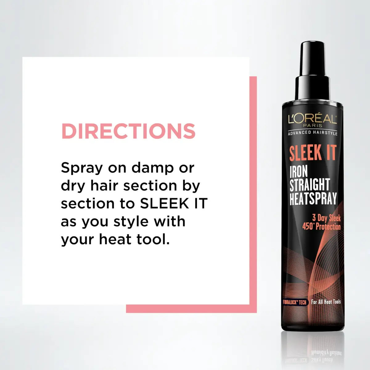 L'Oréal Paris Advanced Hairstyle Sleek It Iron Straight Heat Spray 170ml (5.7 Fl Oz) | 450°F Heat Protection - view 4