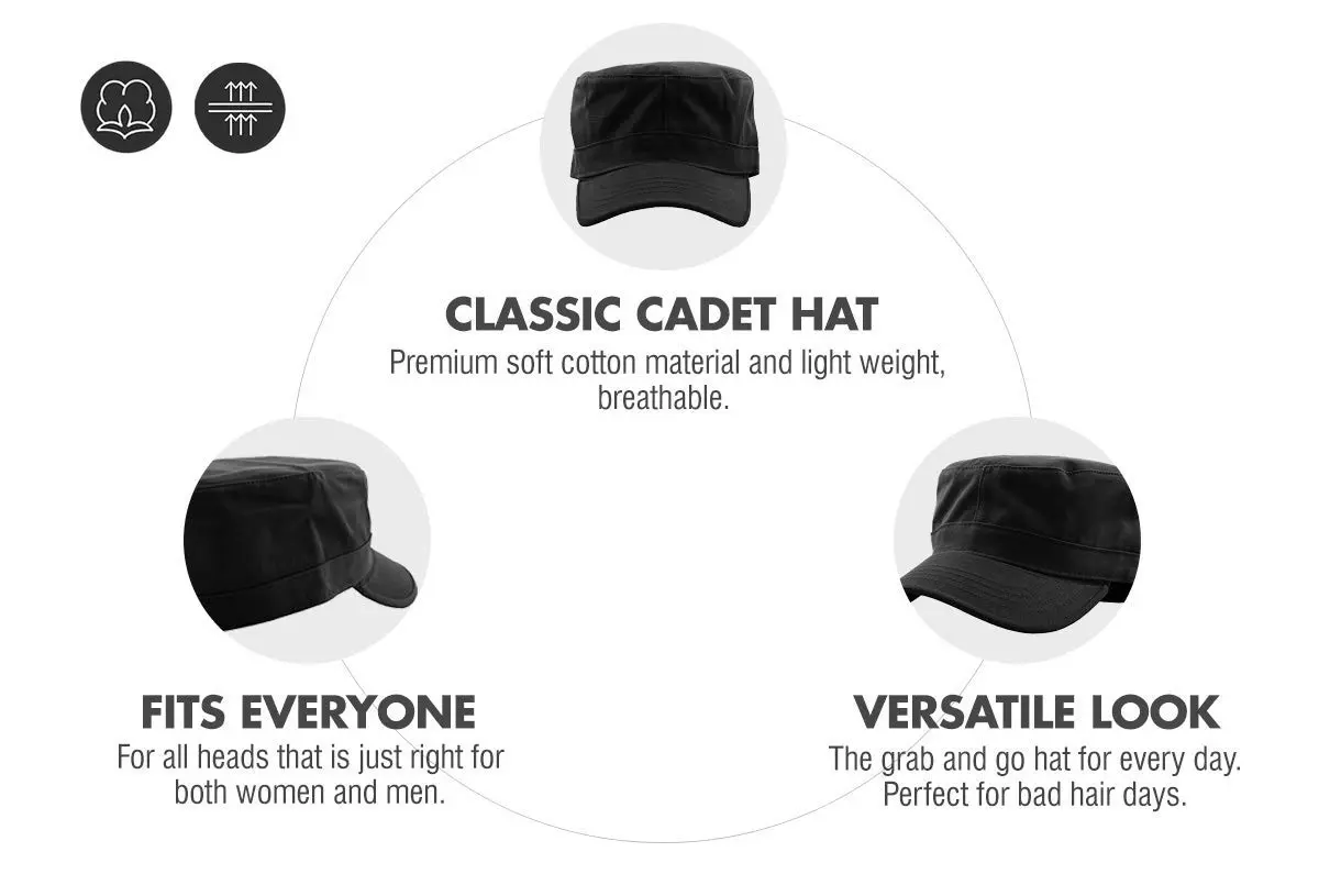 KBETHOS Army Cadet Cap Basic Everyday Military Style Hat 57CM | Classic Cotton Fitted Design - view 6