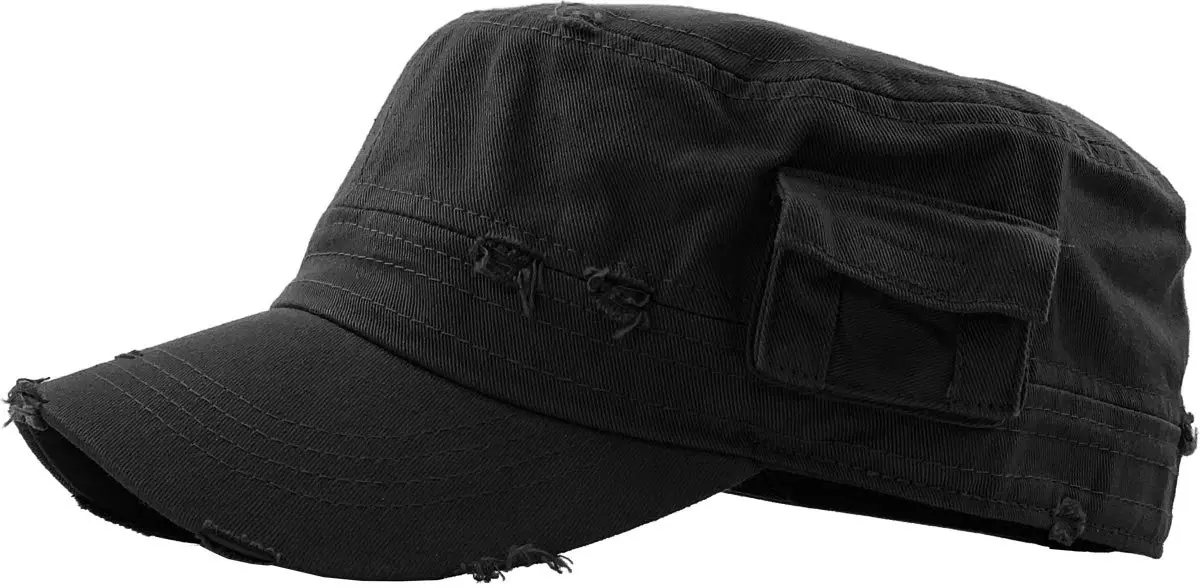 KBETHOS Army Cap XL | Vintage Military Style with Stash Pocket (XL, Black Vintage) - view 3