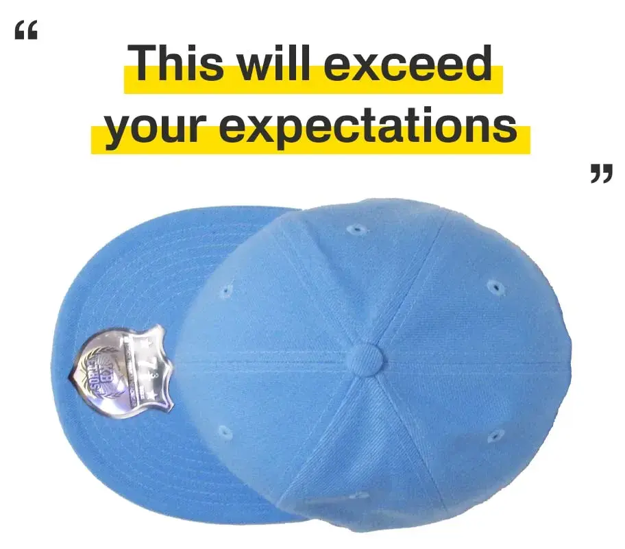 KBETHOS The Real Original Fitted Flat-Bill Baseball Cap, Sky Blue, Size 7 1/8 (6 7/8-8) | Classic Style for Men & Women - view 5