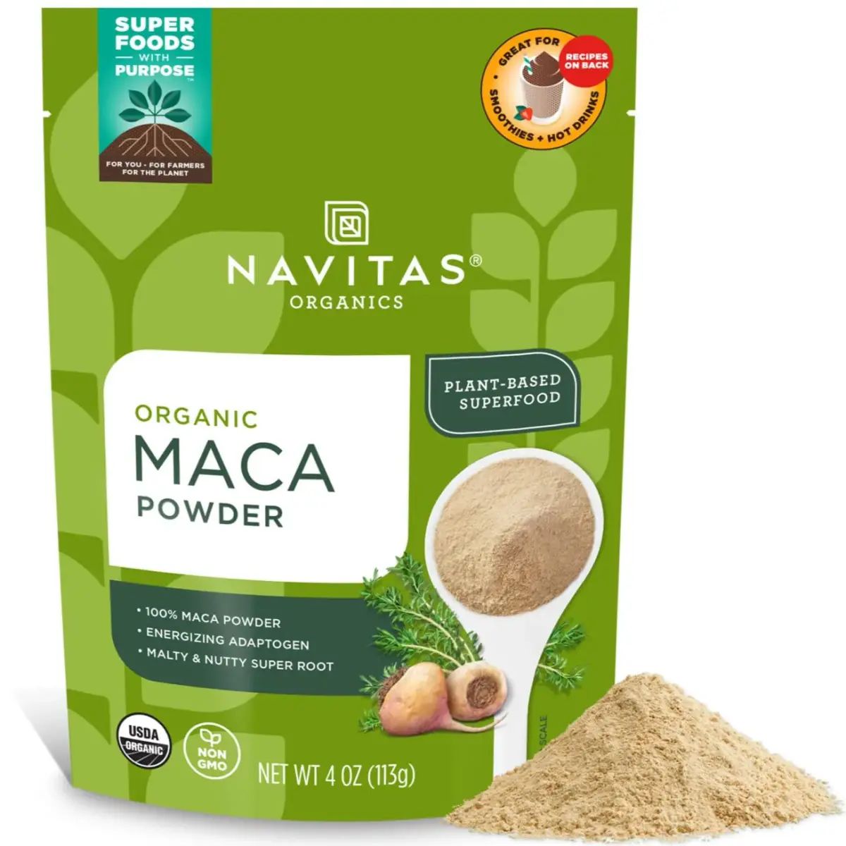 Navitas Organics Gelatinized Maca Powder | 113g (4oz) Adaptogen for Energy & Balance - main product image