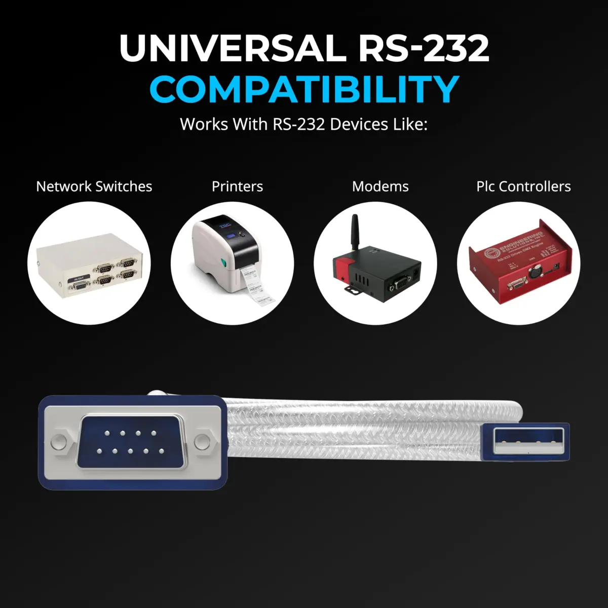 SABRENT USB 2.0 to Serial DB9 RS232 Adapter Cable (CB-DB9P) 0.76m (2.5ft) | Prolific Chipset for Stable Connectivity - view 3