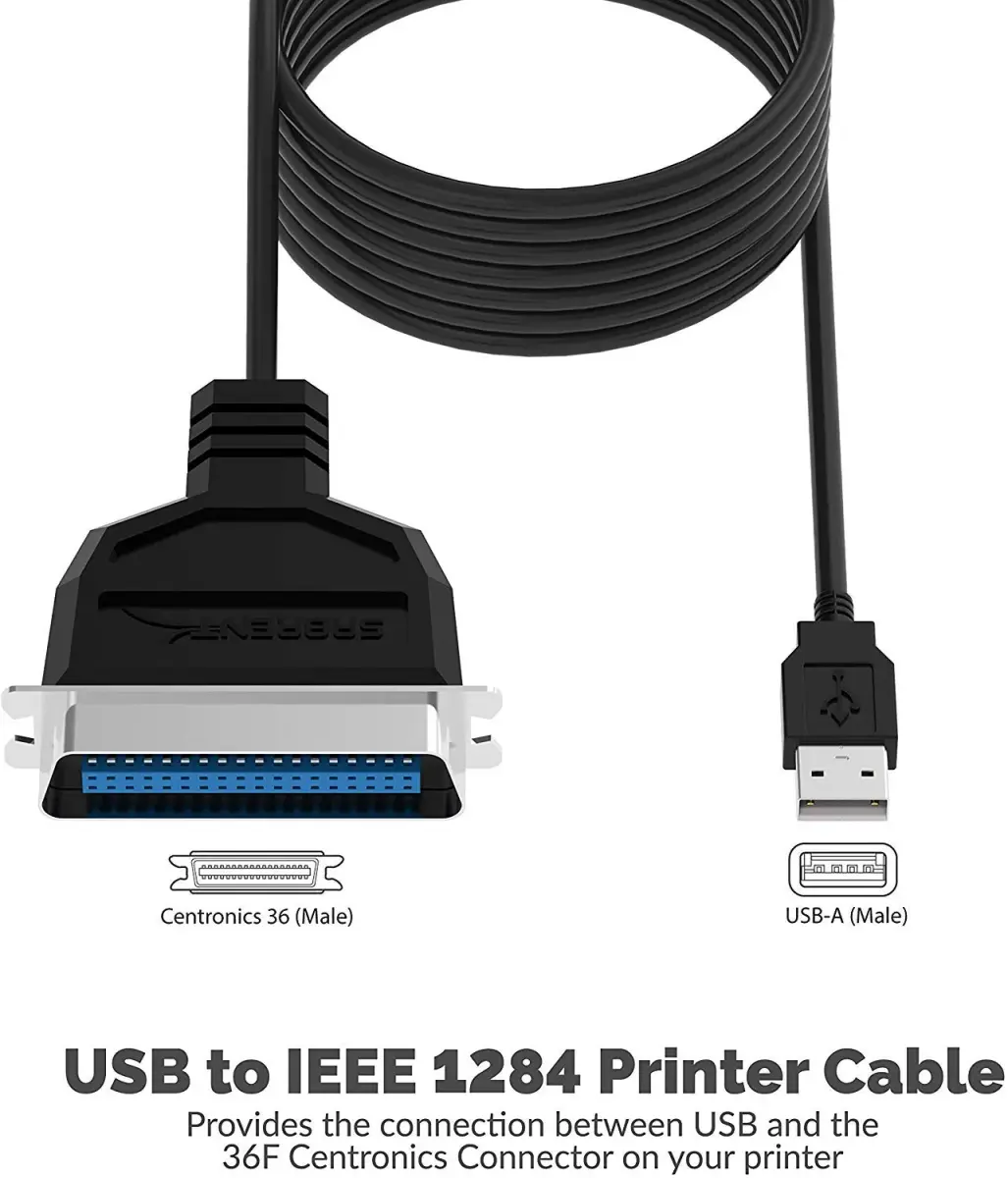 SABRENT USB to Parallel Printer Cable Adapter 1.8m (6 ft) | Connects Parallel Printers via USB - view 2