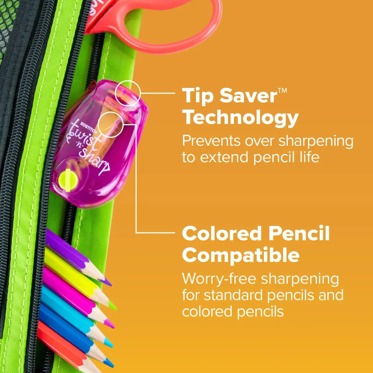 Bostitch Office Twist-n-Sharp Manual Pencil Sharpener, 1 Pack, Assorted Color | Ratchet Technology for Perfect Points - view 4