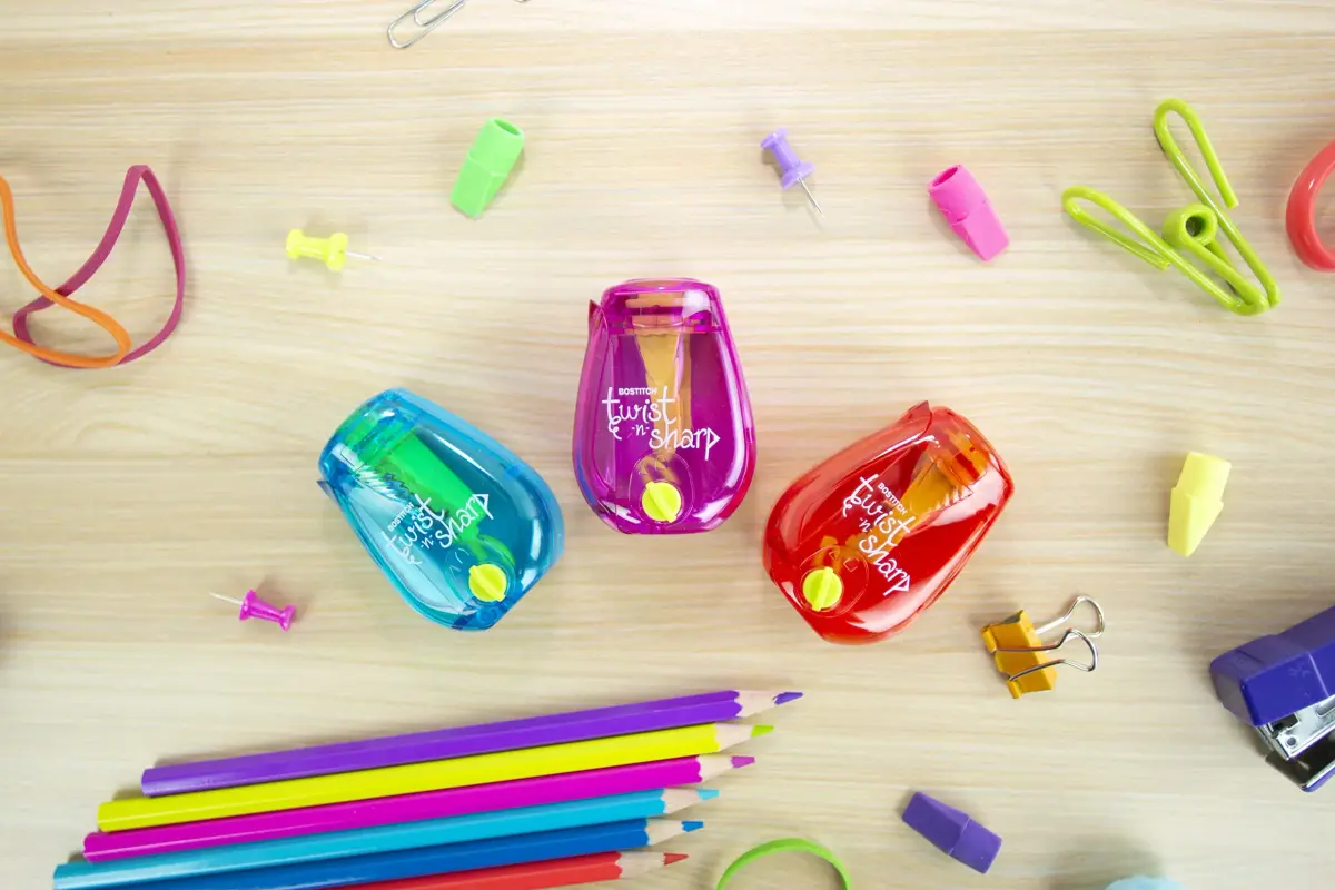 Bostitch Office Twist-n-Sharp Manual Pencil Sharpener, 1 Pack, Assorted Color | Ratchet Technology for Perfect Points - view 8