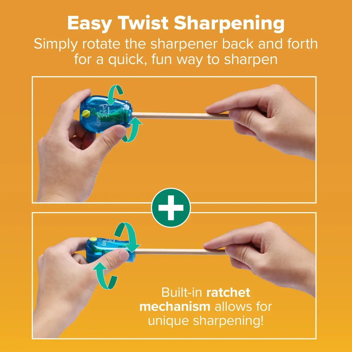 Bostitch Office Twist-n-Sharp Manual Pencil Sharpener, 1 Pack, Assorted Color | Ratchet Technology for Perfect Points - view 3