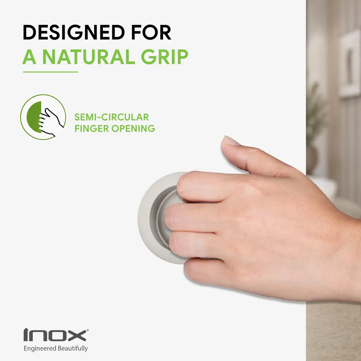 INOX Round Pocket Door Pull 90mm Satin Stainless Steel Recessed Cup Handle - view 3