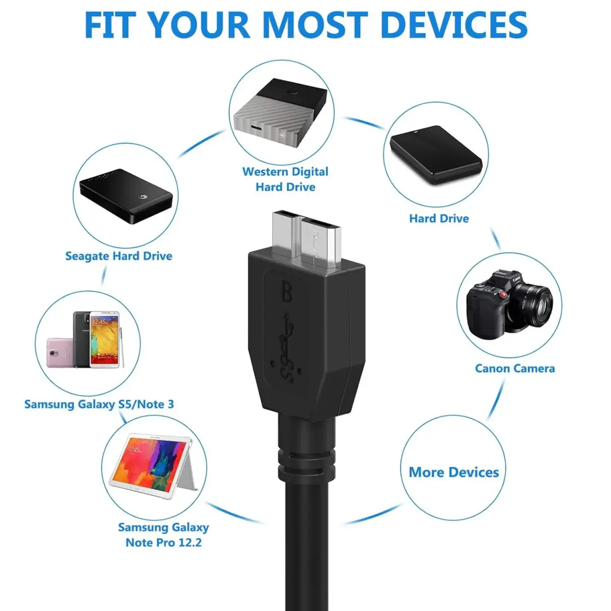 ITD ITANDA USB 3.0 Micro Cable 1m (3.3ft) | 5Gbps SuperSpeed Data Transfer - view 6