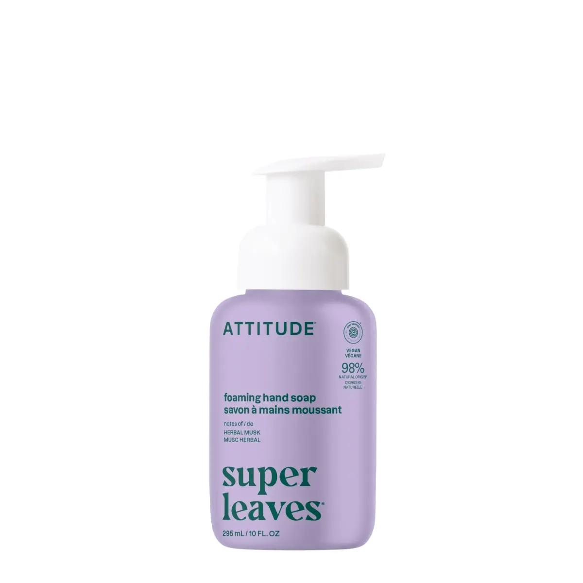ATTITUDE Foaming Hand Soap, EWG Verified Herbal Musk 295ml (10 Fl Oz) | Plant and Mineral-Based - main product image