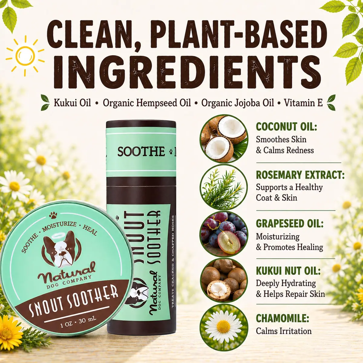 Natural Dog Company Snout Soother 2 oz Tin | Nourishing Nose Balm for Dry, Cracked Snouts - view 3