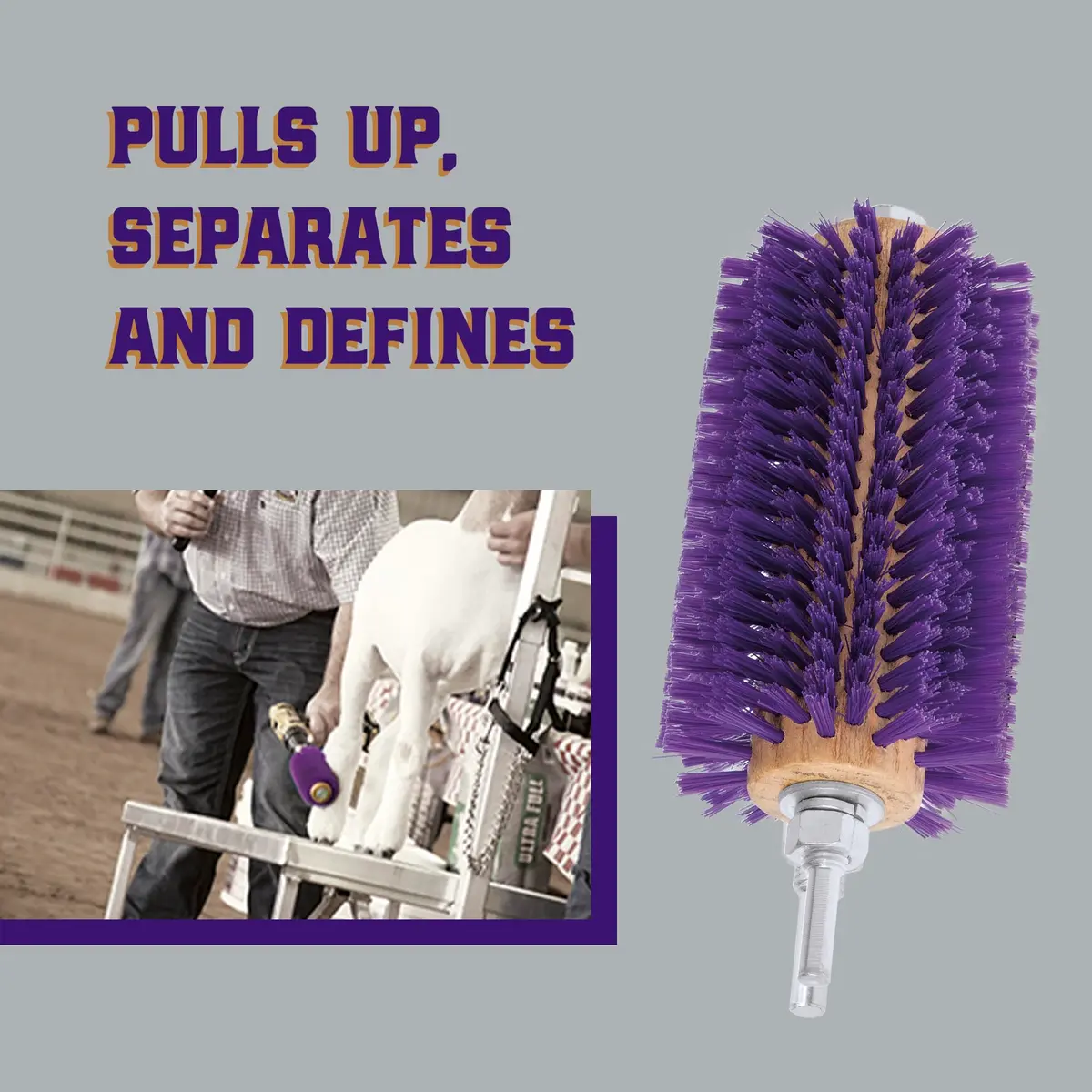 Weaver Livestock Roto Brush Purple, 5-3/8" Long | Livestock Hair & Wool Grooming Tool - view 3