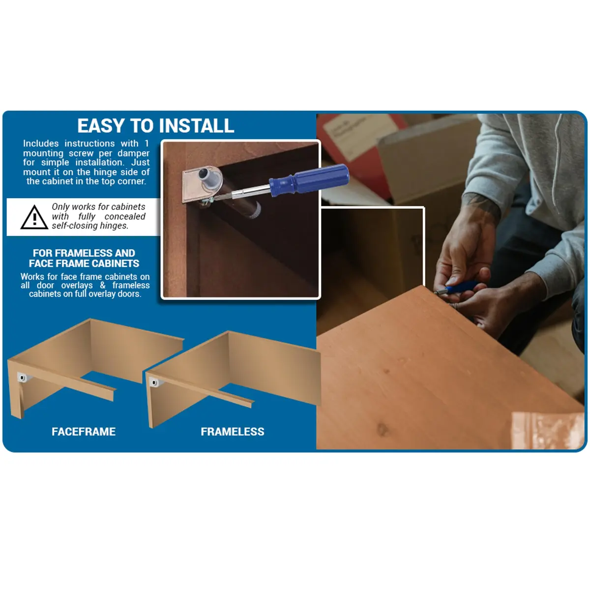 Rok Soft Close Damper for Cabinet Doors 25 Pack | Zinc Diecast, Adjustable, European Made - view 4