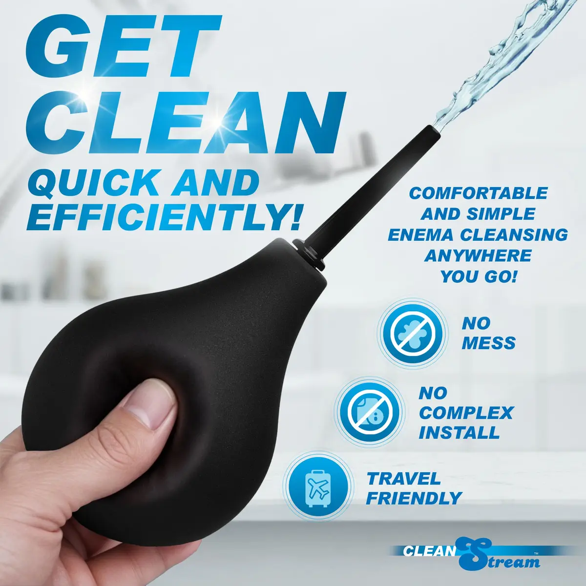 Cleanstream Thin Tip Enema Douche Bulb | 225ml Reusable Body-Safe Enema Kit for Men Women - view 2