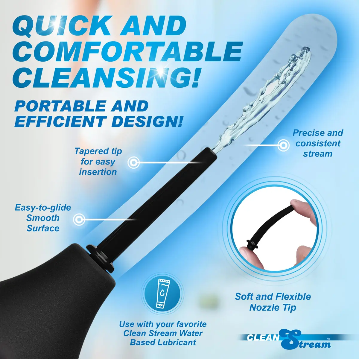 Cleanstream Thin Tip Enema Douche Bulb | 225ml Reusable Body-Safe Enema Kit for Men Women - view 3