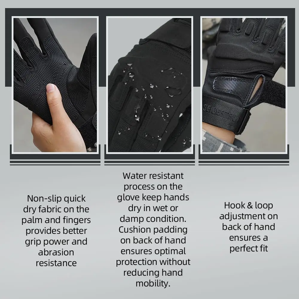 Seibertron S.O.L.A.G Full Finger Tactical Gloves L (19.4-20.6cm Palm) | Water Resistant Touchscreen Impact Anti-Slip - view 4