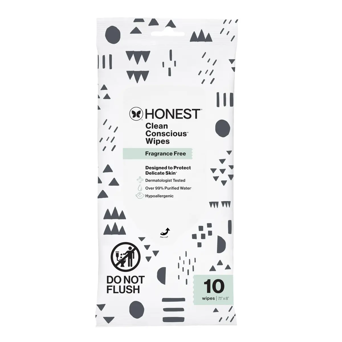 The Honest Company Multi-Use Baby Wipes, Pattern Play, 10 Count | Hypoallergenic, Plant-Based, 99% Water, Dermatologist Tested, Compostable - main product image