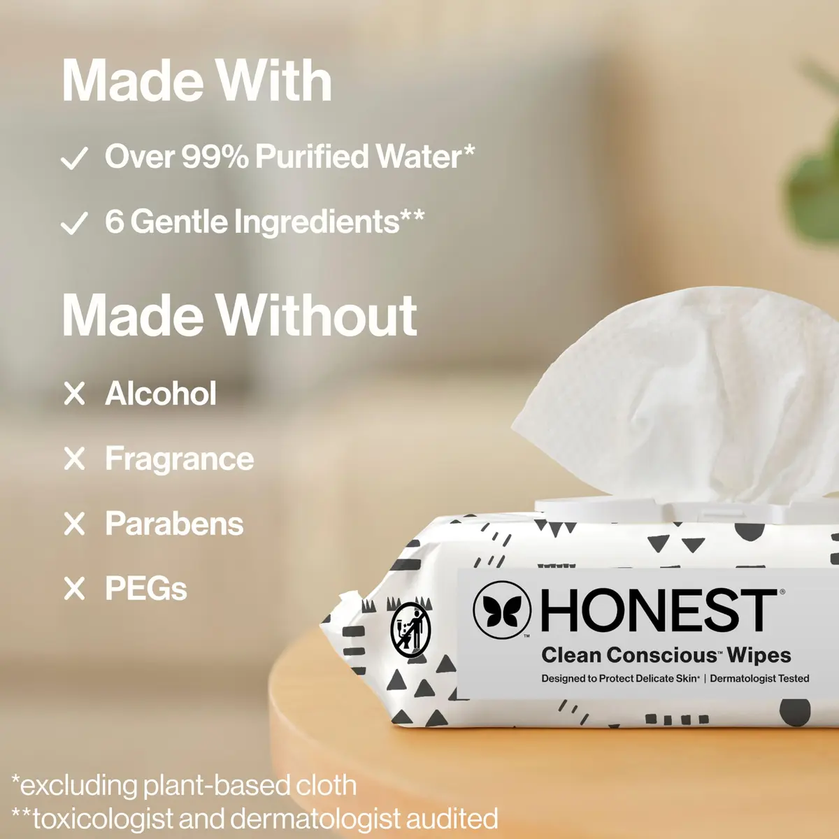 The Honest Company Multi-Use Baby Wipes, Pattern Play, 10 Count | Hypoallergenic, Plant-Based, 99% Water, Dermatologist Tested, Compostable - view 6