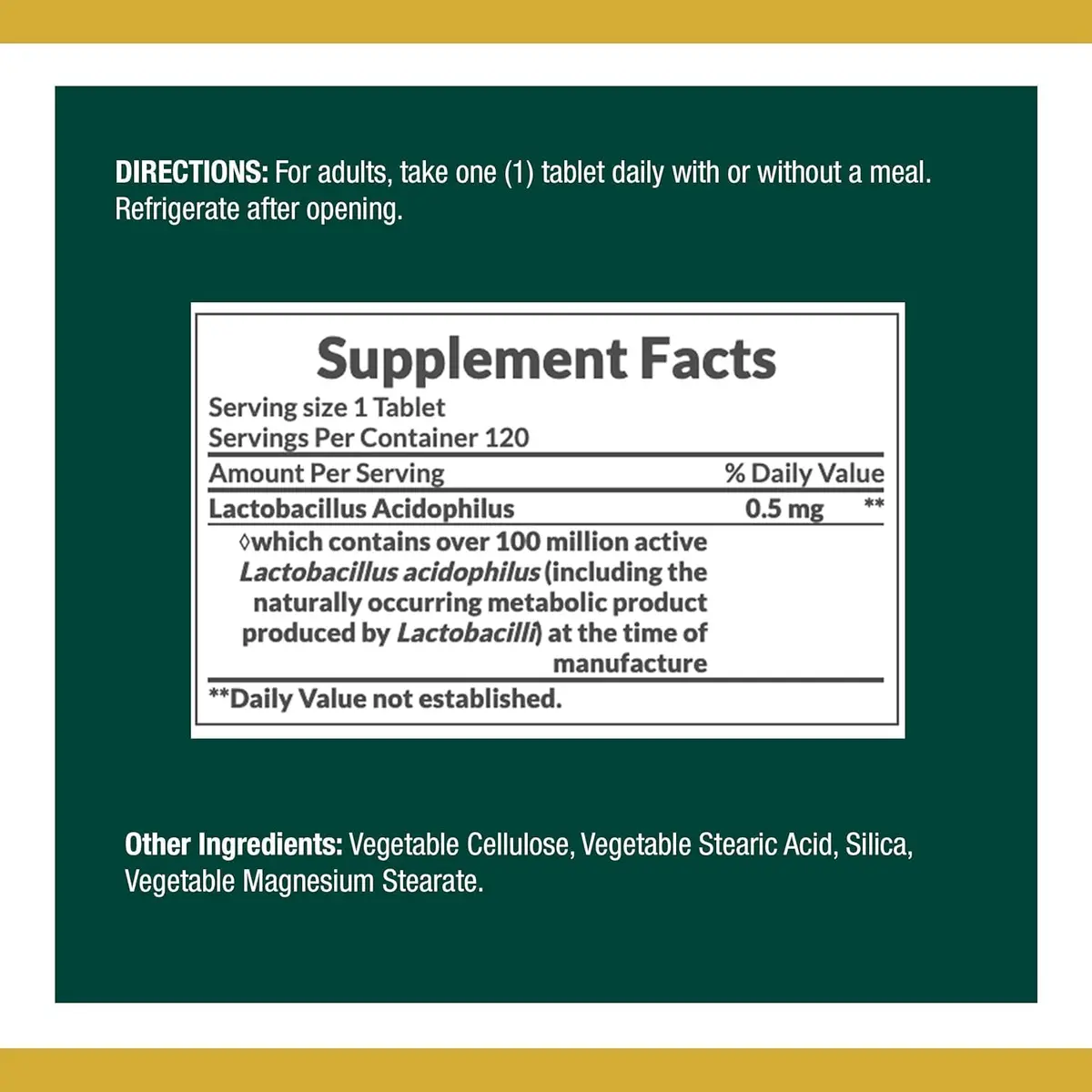Nature's Bounty Probiotic Acidophilus Tablets 120 ea (Pack of 5) | 600 Total Tablets | Digestive Health Support - view 6