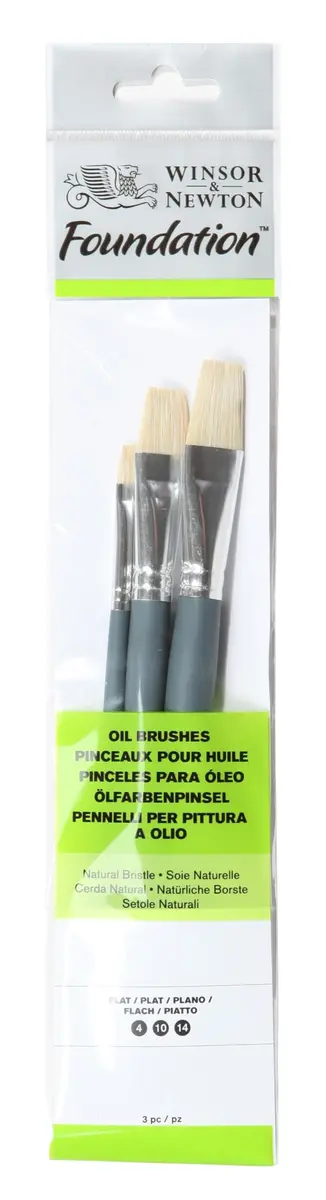 Winsor & Newton Foundation Oil Hog Brush Set, Long Handle, 6 Pack | Synthetic Hog Bristles for Oil & Acrylic - main product image
