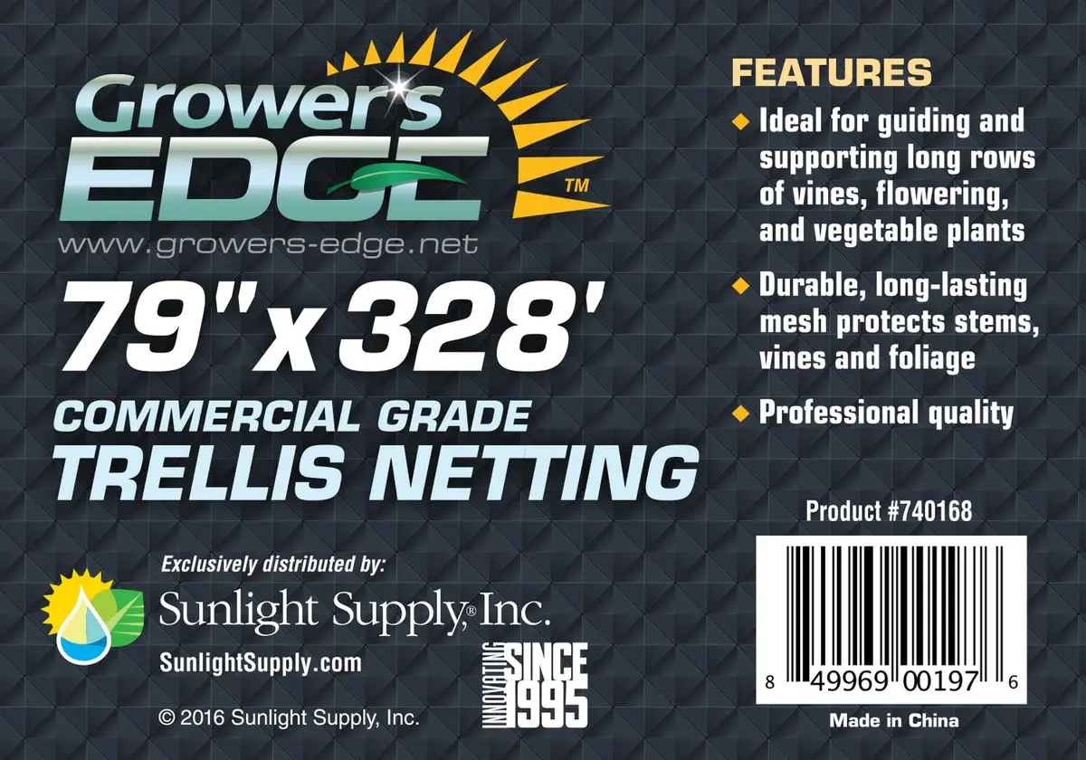 Grower's Edge Commercial Grade Trellis Netting - Guides & Supports Climbing Plants, 79" x 328', Long-Lasting Mesh - view 4