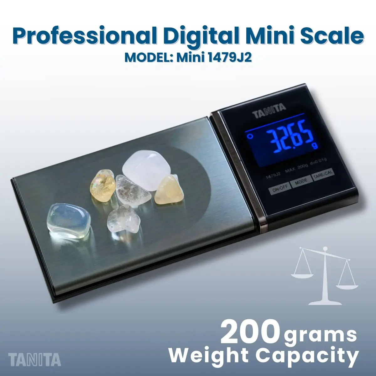 Tanita Mini Scale Japan Technology Accurate Digital Pocket Scale for Jewelry 200g | Blue Backlit Display, 6 Modes - view 2