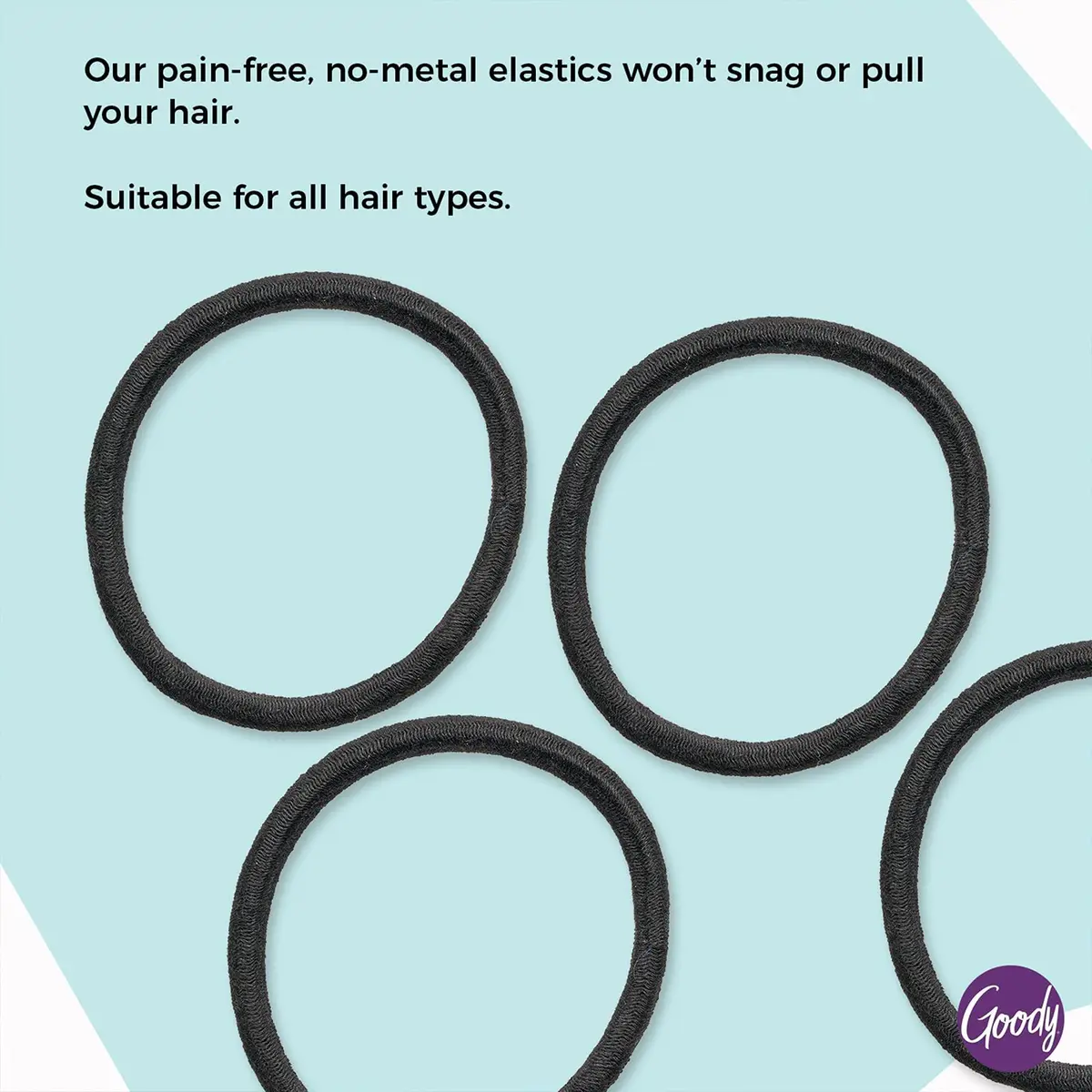 Goody Ouchless Hair Elastics for Thick Curly Hair, 30 Count Black | No-Snag Ponytail Holders for Women & Men - view 3